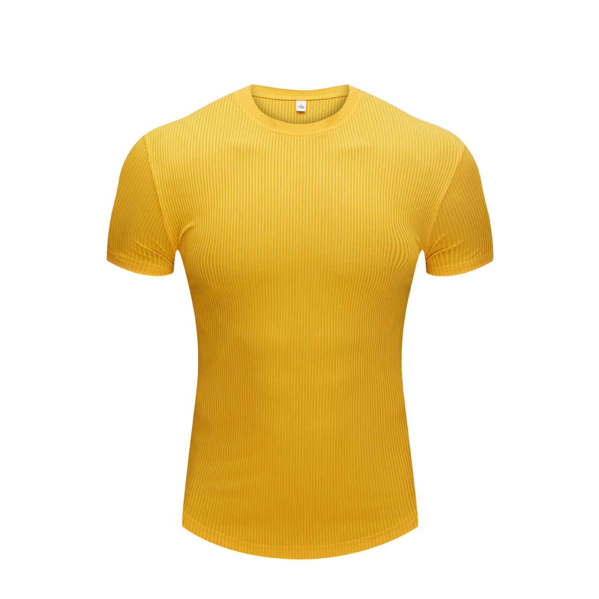 Slim Fit Stretch Gym Wear Solid Color Stripe Men's Short Sleeve T-Shirt for Sports Basketball Running Training Quick-Dry Base Layer Shirt