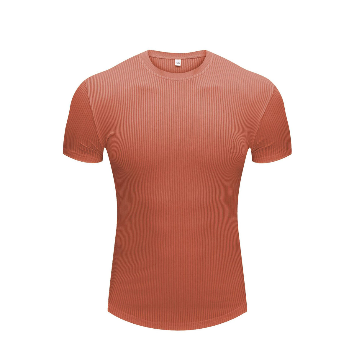 Slim Fit Stretch Gym Wear Solid Color Stripe Men's Short Sleeve T-Shirt for Sports Basketball Running Training Quick-Dry Base Layer Shirt