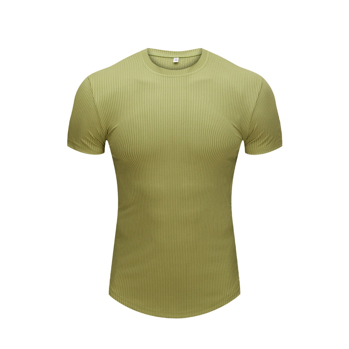 Slim Fit Stretch Gym Wear Solid Color Stripe Men's Short Sleeve T-Shirt for Sports Basketball Running Training Quick-Dry Base Layer Shirt