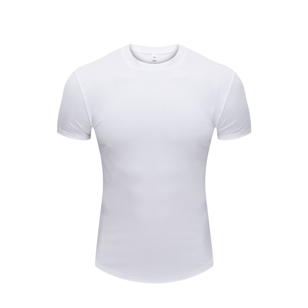 Slim Fit Stretch Gym Wear Solid Color Stripe Men's Short Sleeve T-Shirt for Sports Basketball Running Training Quick-Dry Base Layer Shirt