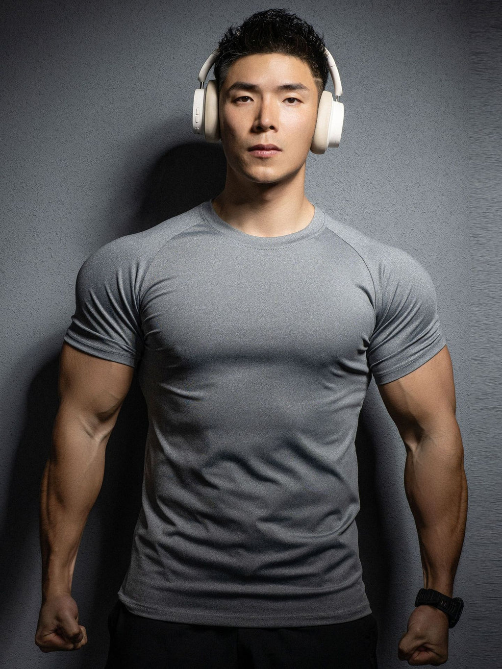 New Men's Sport Casual Running Gym Workout Elastic Quick-Dry Solid Color Short Sleeve T-Shirt